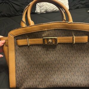 Michael Kors Brown and Gold Satchel